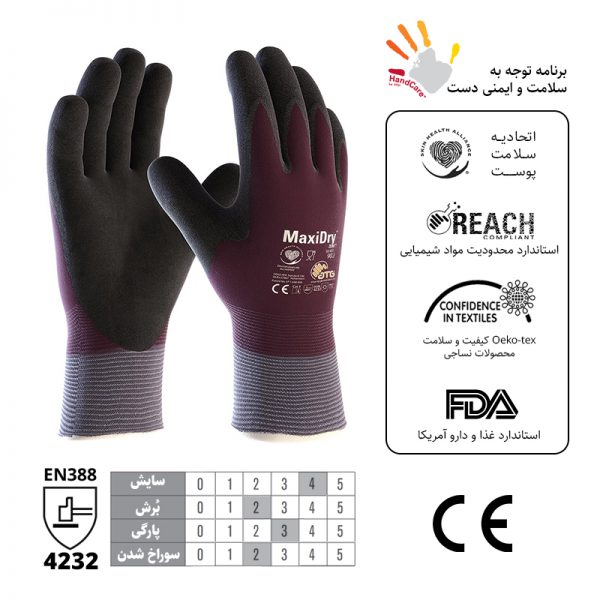 دستکش ضد مواد روغنی مکسی درای زیرو MaxiDry Zero 56-451